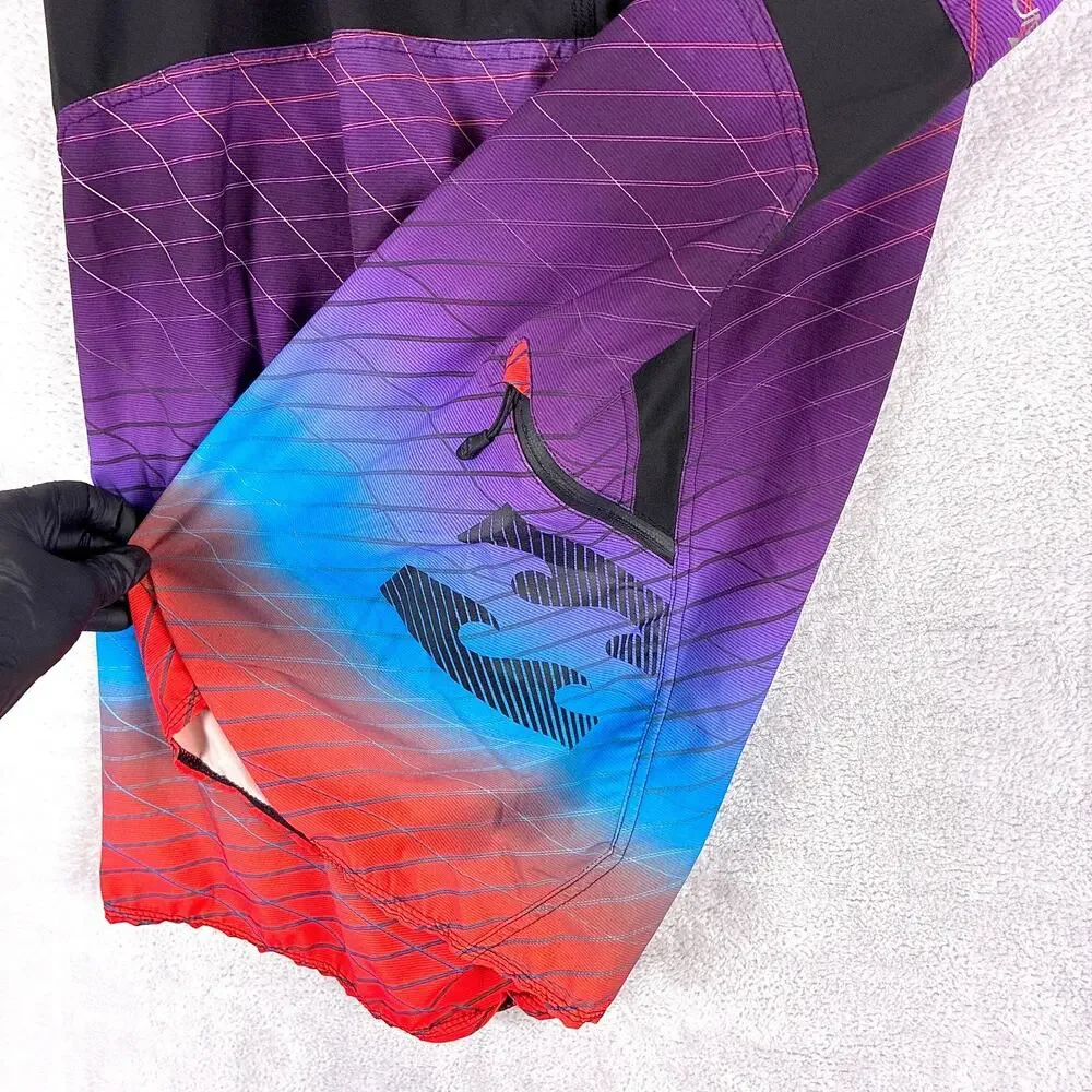 VTG Billabong Board Shorts Men 38 Purple Platinum Vaporwave Stretch Beach Y2K